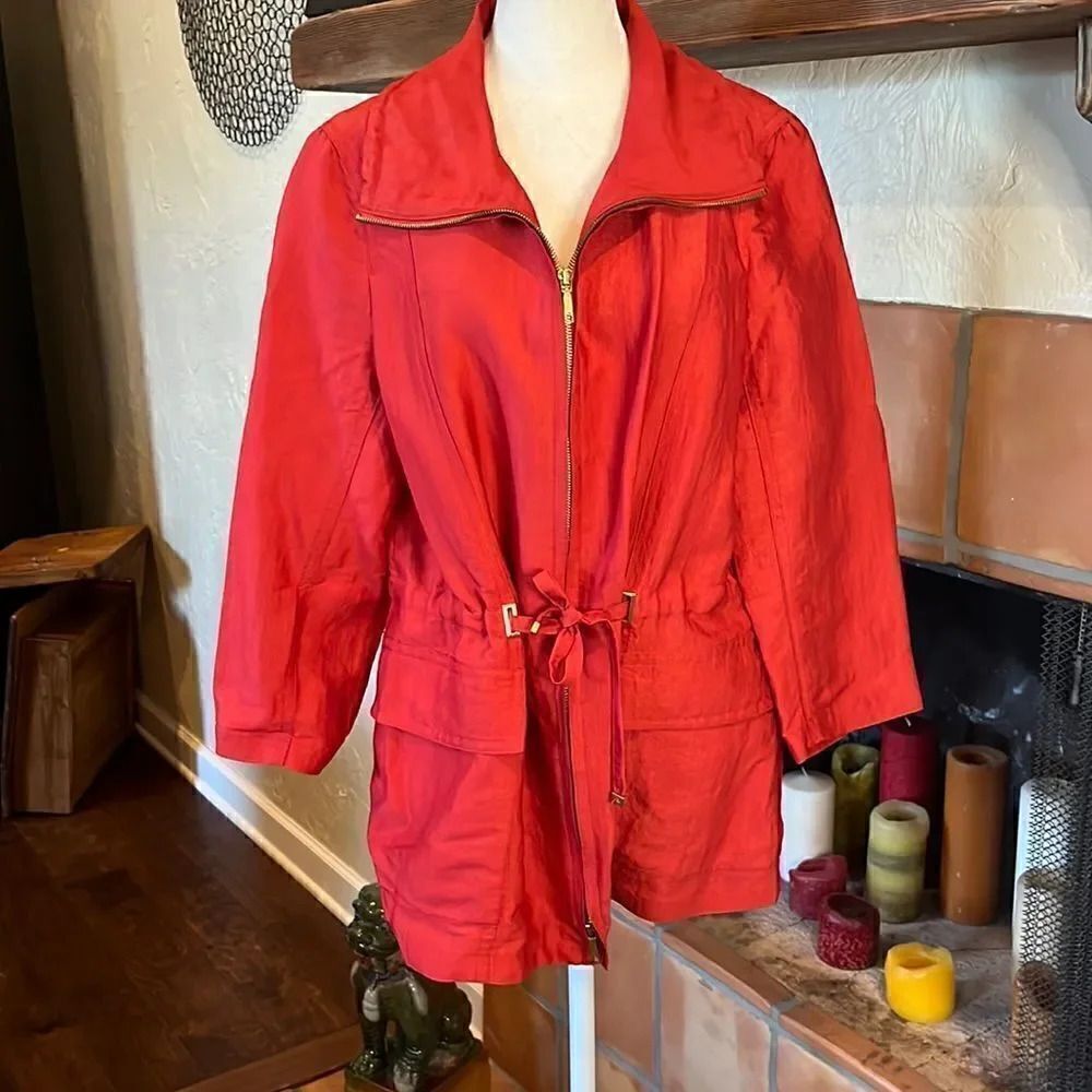Lafayette 148 silk/viscose cinch-waist jacket, size M!